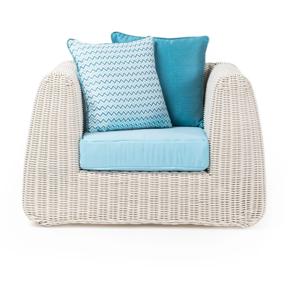 Salotto da Esterno in Polyrattan e Cuscini Azzurri - Charlie