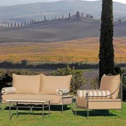 Salotto da Giardino Artigianale con Struttura in Ferro Made in Italy - Lisotto