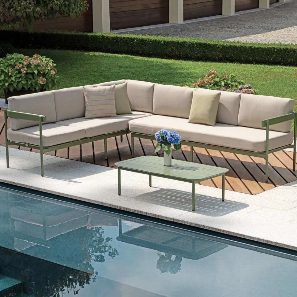 Salotto da Giardino con 2 Divani e 1 Tavolino in Alluminio - Daisy