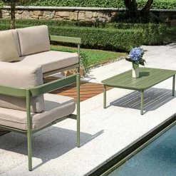 Salotto da Giardino con 2 Divani e 1 Tavolino in Alluminio - Daisy