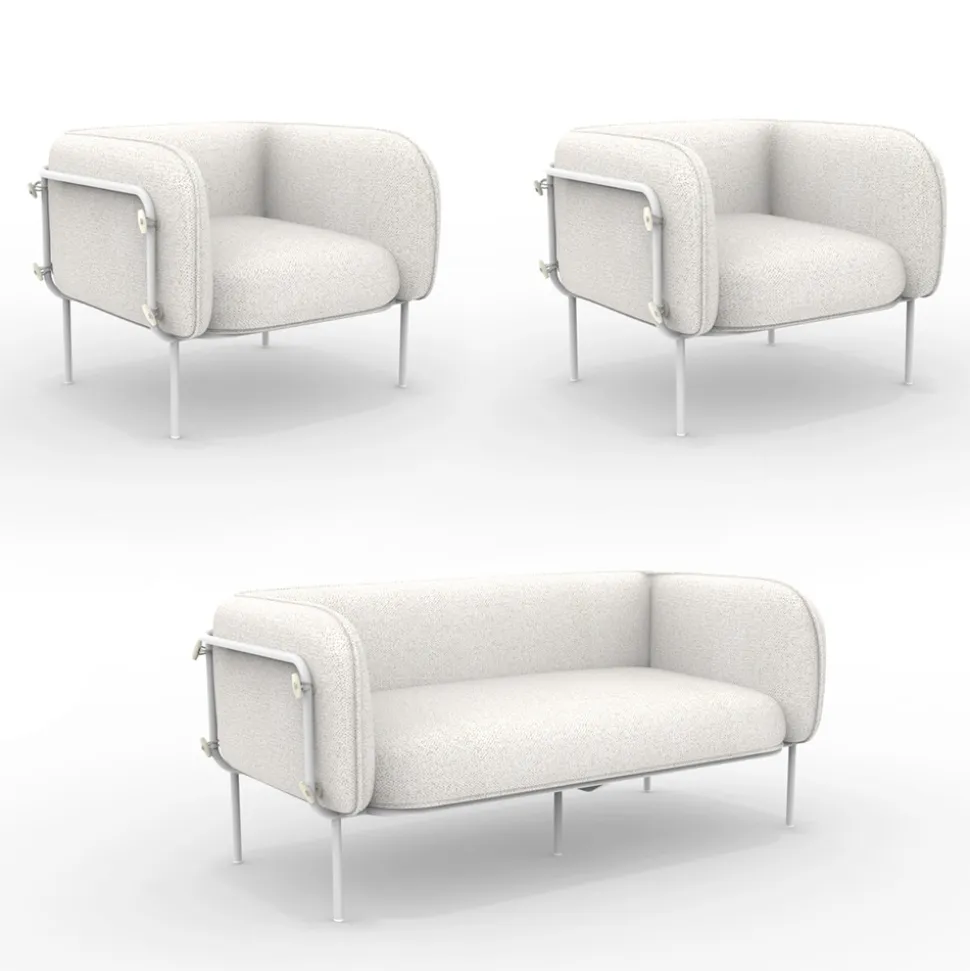 Salotto da Giardino con 1 Divano e 2 Poltrone Made in Italy - Fioriera
