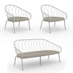 Salotto da Giardino con 2 Poltrone e 1 Divano 2 Posti Made in Italy - Fontana