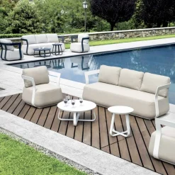 Salotto da Giardino in Alluminio e 2 Tavolini in Alluminio - Brisa