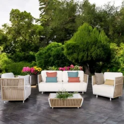 Salotto da Giardino in Alluminio Bianco e Tessuto - Eugene