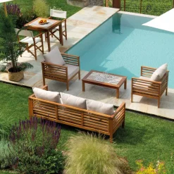 Salotto da Giardino in Legno di Acacia Oliata Colore Naturale - Tecnica