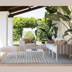 Salotto da Giardino in Metallo Zincato e Cuscini in Tessuto - Sognando