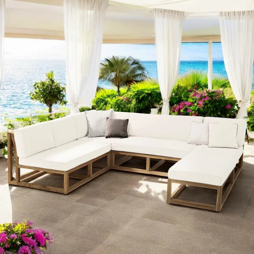 Salotto da Giardino Realizzato in Teak con Cuscini - Circe