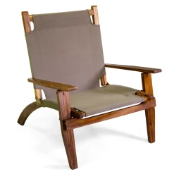 Salotto in Legno di Acacia Oliata Colore Naturale e Tessuto - Bottega
