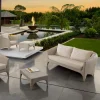 Salotto in Polyrattan Marca REHAU di Diverse Finiture e Cuscini Bianchi - Pazzia