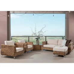 Salotto Outdoor in Intreccio di Banano con Cuscini – Legolas