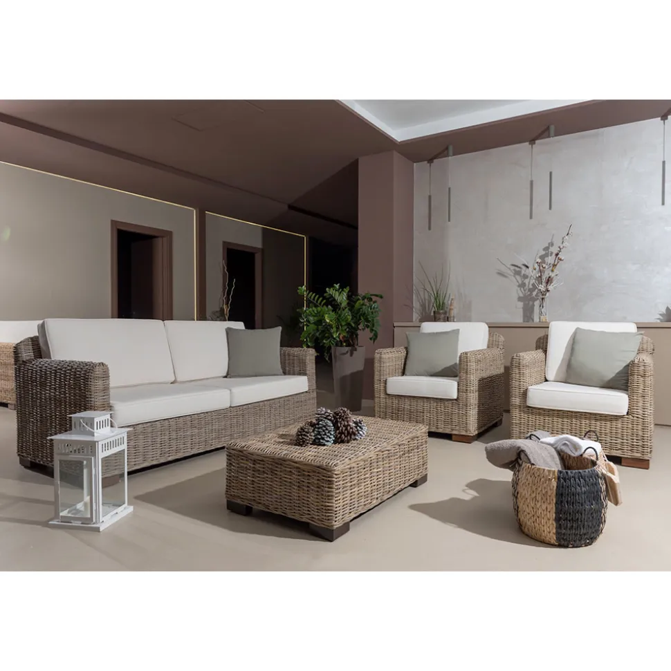 Salotto Outdoor in Kubù Grigio con Cuscini Inclusi – Cerys