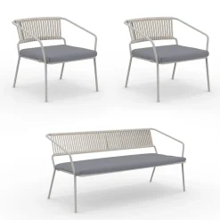 Salotto per il Giardino con Poltrone e Divano in Metallo Made in Italy - Prato