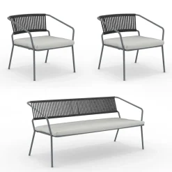 Salotto per il Giardino con Poltrone e Divano in Metallo Made in Italy - Prato
