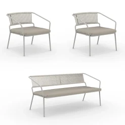 Salotto per il Giardino con Poltrone e Divano in Metallo Made in Italy - Prato