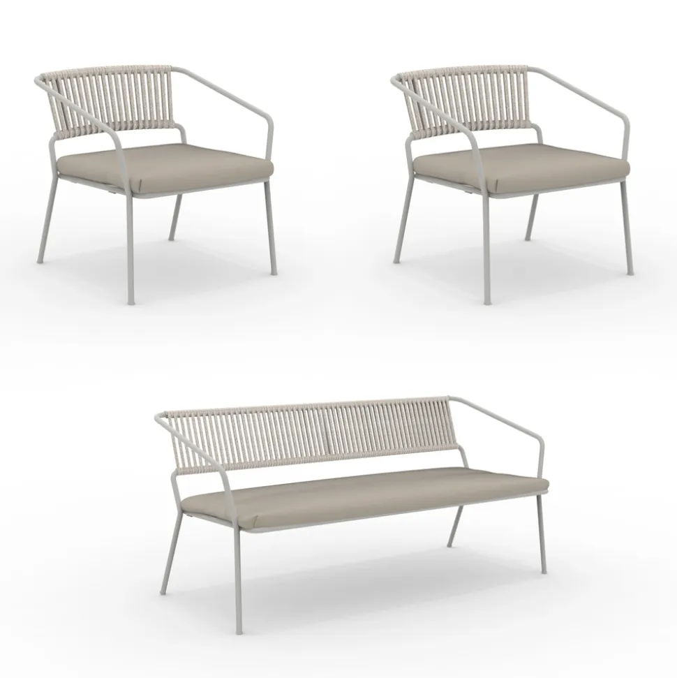 Salotto per il Giardino con Poltrone e Divano in Metallo Made in Italy - Prato