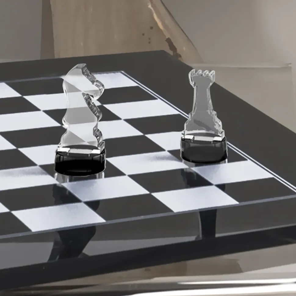 Scacchiera in Plexiglass Bianca o Nera Moderna Made in Italy - Scaccomatto