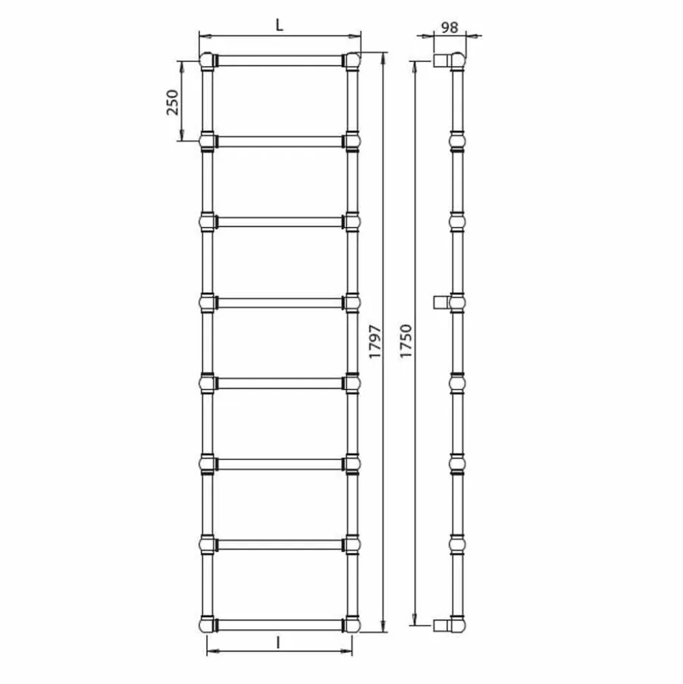 Scaldasalviette Componibile Idraulico Tubo d'Ottone Oro a 311 W - Caesar