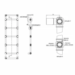 Scaldasalviette Componibile Idraulico Tubo d'Ottone Cromo a 194 W - Caesar