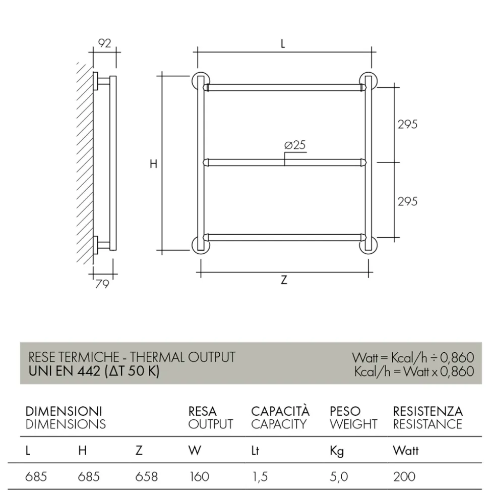 Scaldasalviette elettrico cromato design moderno Gaia by Scirocco H