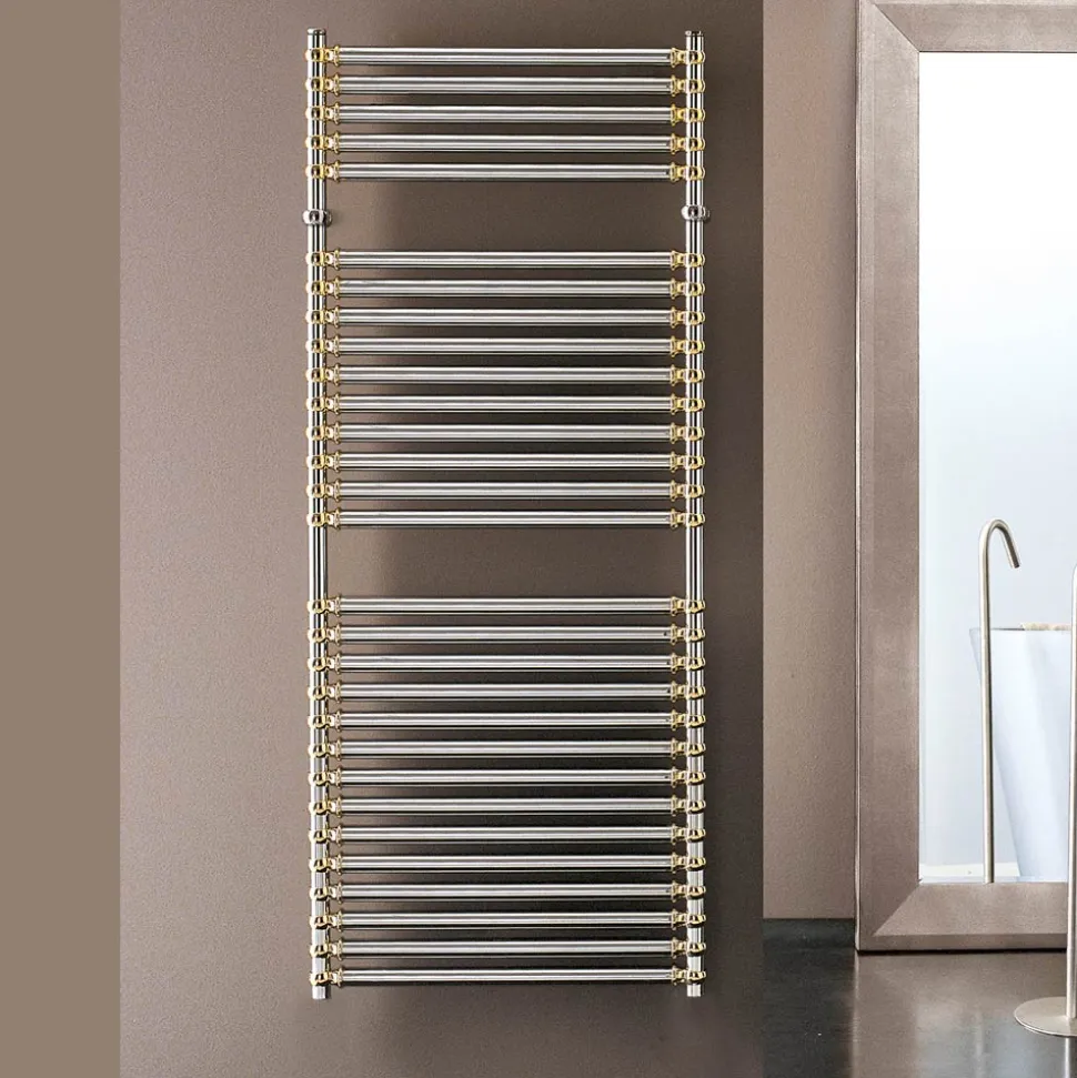 Scaldasalviette Elettrico in Acciaio Finitura Cromo e Oro Made in Italy - Laura