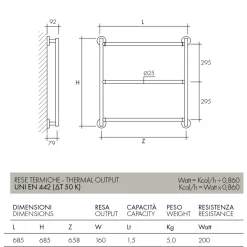 Scaldasalviette Idraulico in Acciaio Finitura Cromo Made in Italy - Gaia