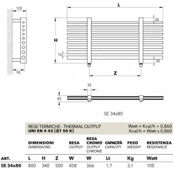 Scaldasalviette orizzontale idraulico design moderno Selene Scirocco H