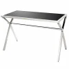 Scrittoio di design in acciaio e vetro nero lucido L120xH75cm Millon