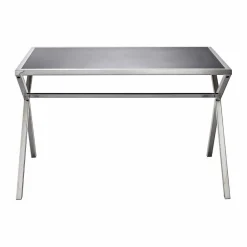 Scrittoio di design in acciaio e vetro nero lucido L120xH75cm Millon