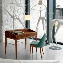 Scrittoio di design moderno in legno noce, l.105xp.65cm, Acario