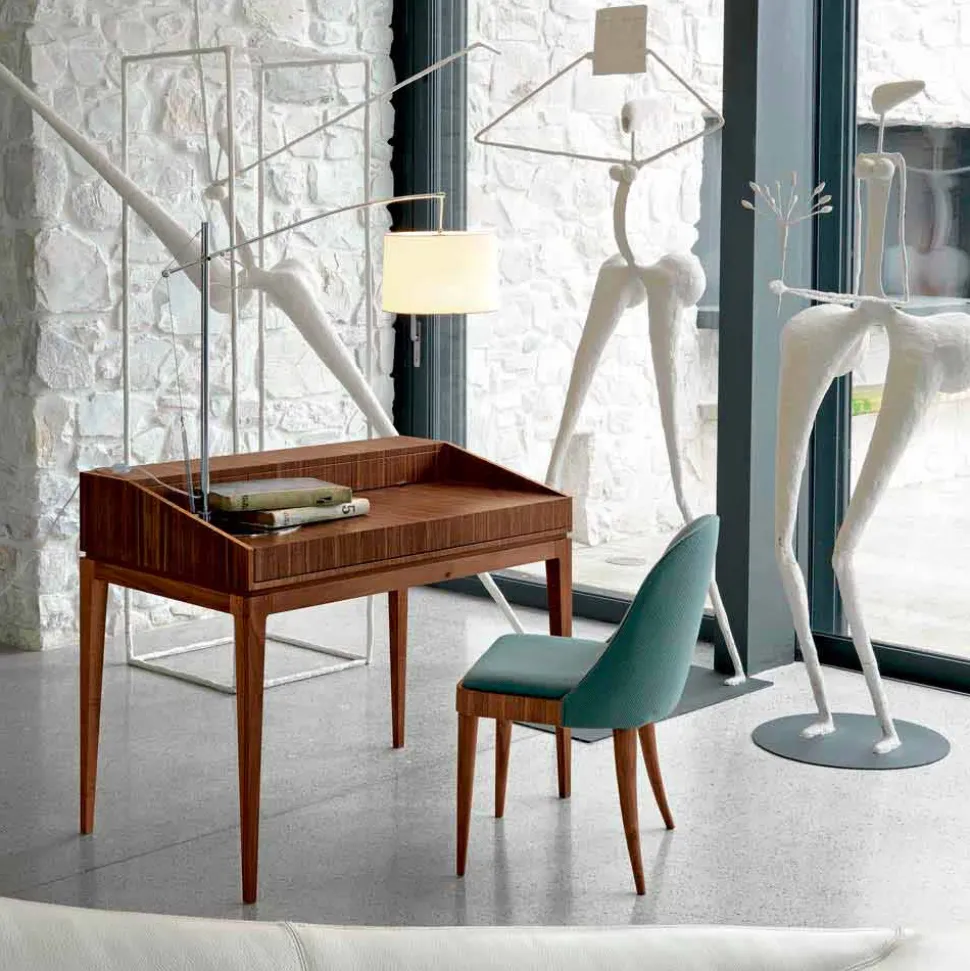 Scrittoio di design moderno in legno noce, l.105xp.65cm, Acario