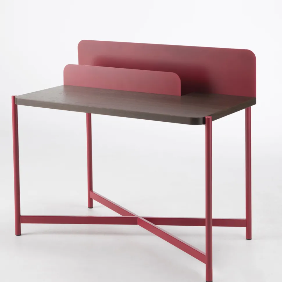 Scrittoio Moderno in Metallo Colorato e Legno Rovere di Design Italiano - Nadin