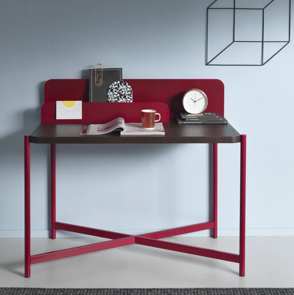 Scrittoio Moderno in Metallo Colorato e Legno Rovere di Design Italiano - Nadin