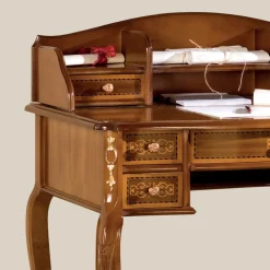 Scrivania 7 Cassetti Legno di Noce con Intarsi Made in Italy - Katerine