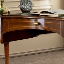 Scrivania Classica 5 Cassetti in Legno e Ecopelle Made in Italy - Commodo