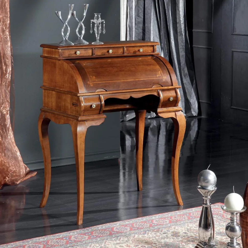 Scrivania Classica 5 Cassetti in Legno e Intarsi Made in Italy - Hastings