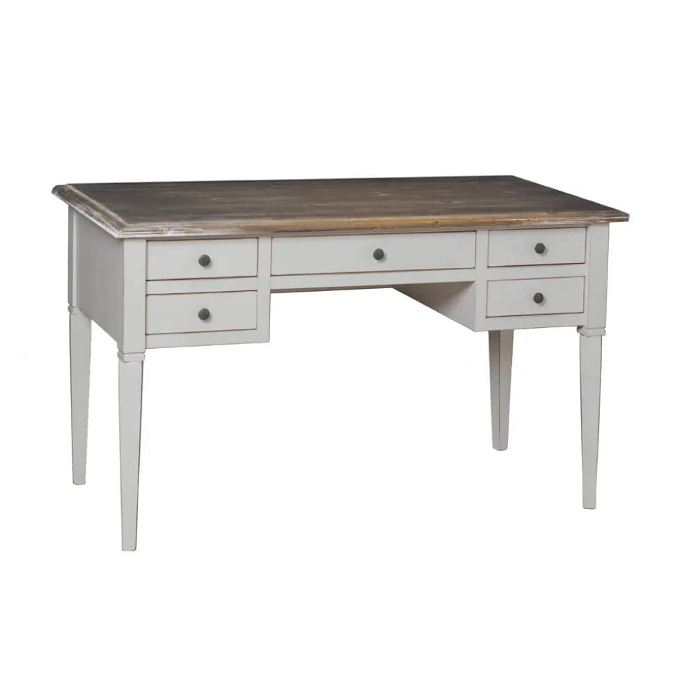 Scrivania con 5 Cassetti in Legno Massiccio Made in Italy - Fontus