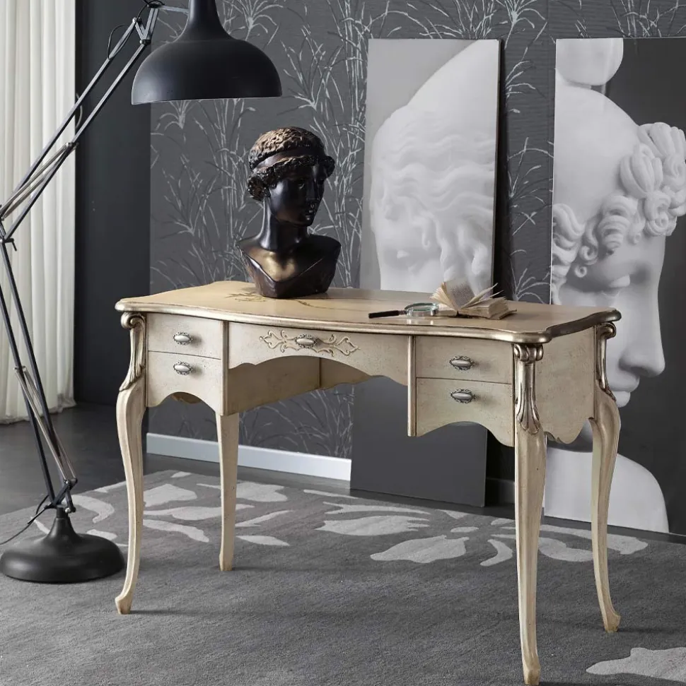 Scrivania da Salotto 5 Cassetti in Legno di Lusso Made in Italy - Caligola