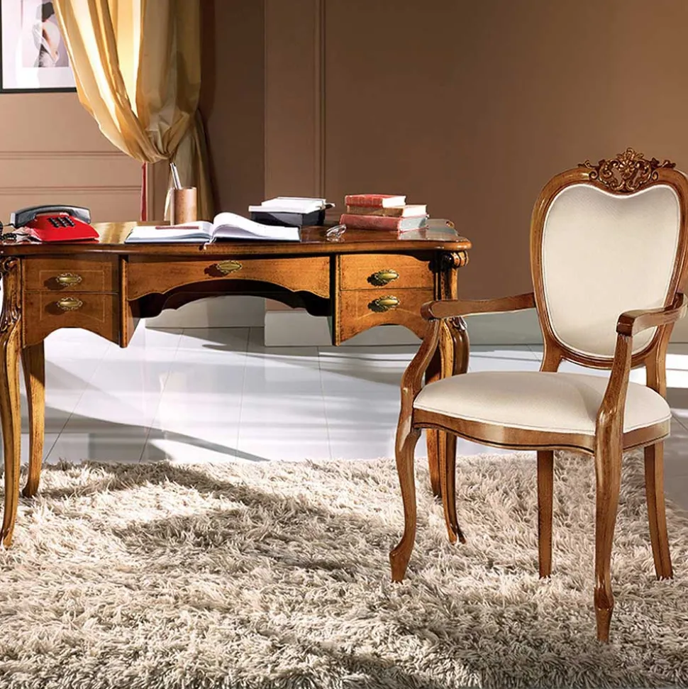 Scrivania da Salotto 5 Cassetti in Legno di Lusso Made in Italy - Caligola
