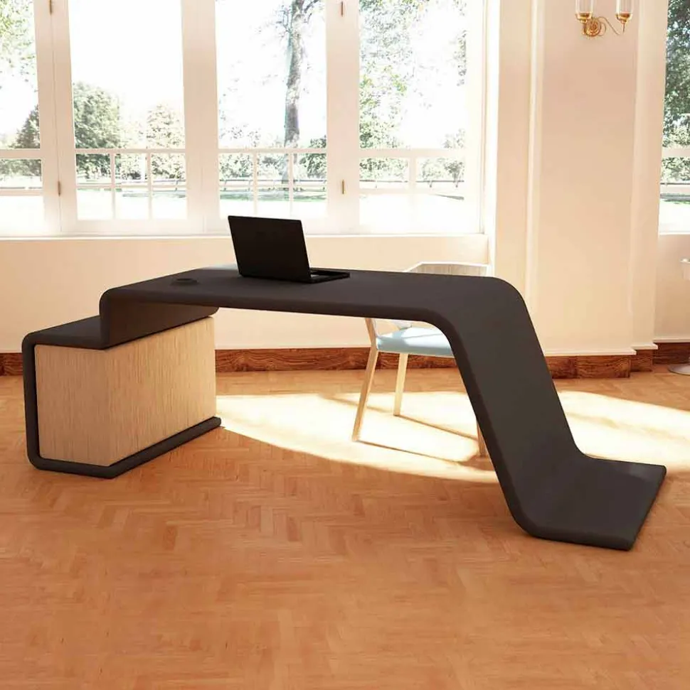 Scrivania da ufficio con cassettiera in legno fatta in Italia,Terralba