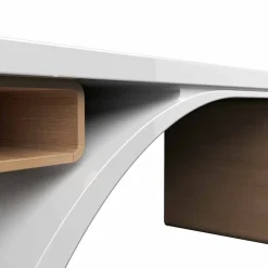 Scrivania da ufficio in legno e Solid Surface Bridge, made in Italy