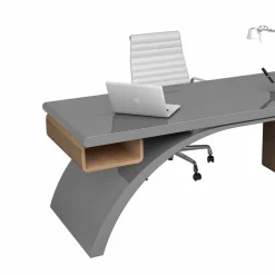 Scrivania da ufficio in legno e Solid Surface Bridge, made in Italy