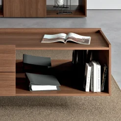 Scrivania direzionale in vetro con mobile integrato - Serio
