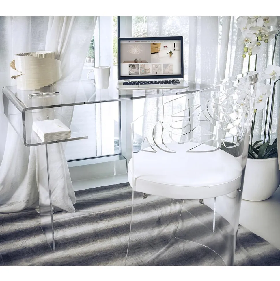 Scrivania in Plexiglass Trasparente con Ripiano Made in Italy - Studiorum
