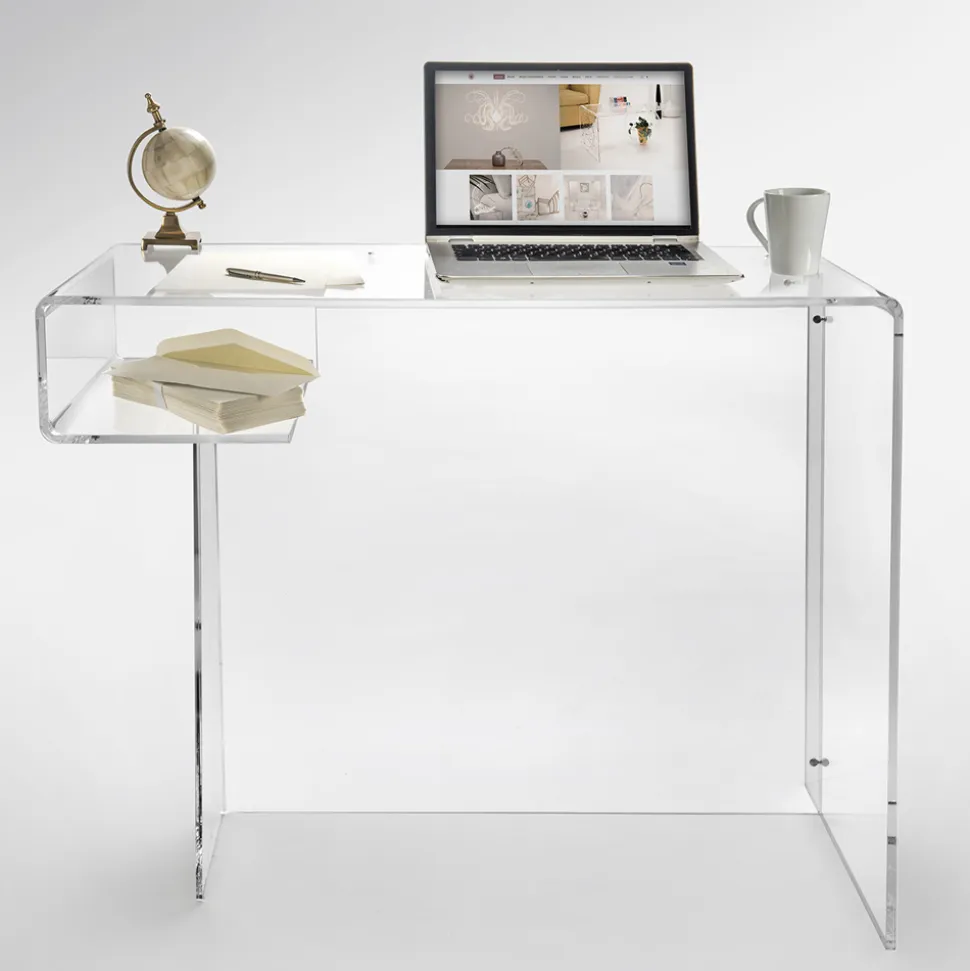 Scrivania in Plexiglass Trasparente con Ripiano Made in Italy - Studiorum