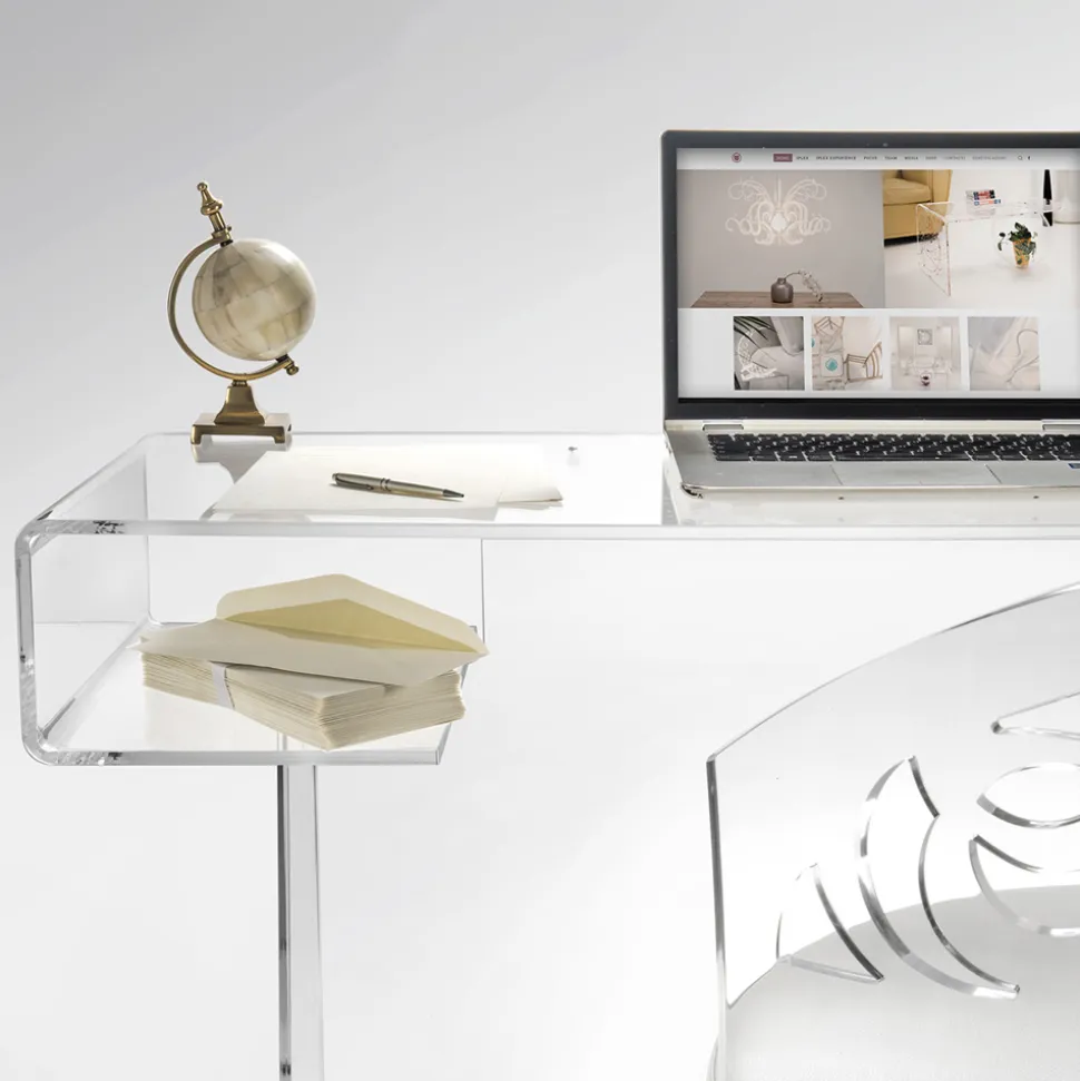Scrivania in Plexiglass Trasparente con Ripiano Made in Italy - Studiorum