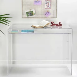 Scrivania moderna in plexiglass trasparente prodotta in Italia, Barga