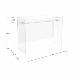 Scrivania moderna in plexiglass trasparente prodotta in Italia, Barga