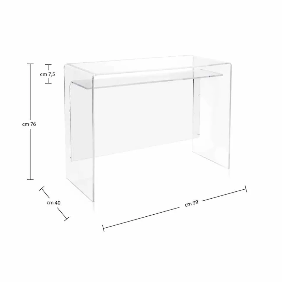 Scrivania moderna in plexiglass trasparente prodotta in Italia, Barga