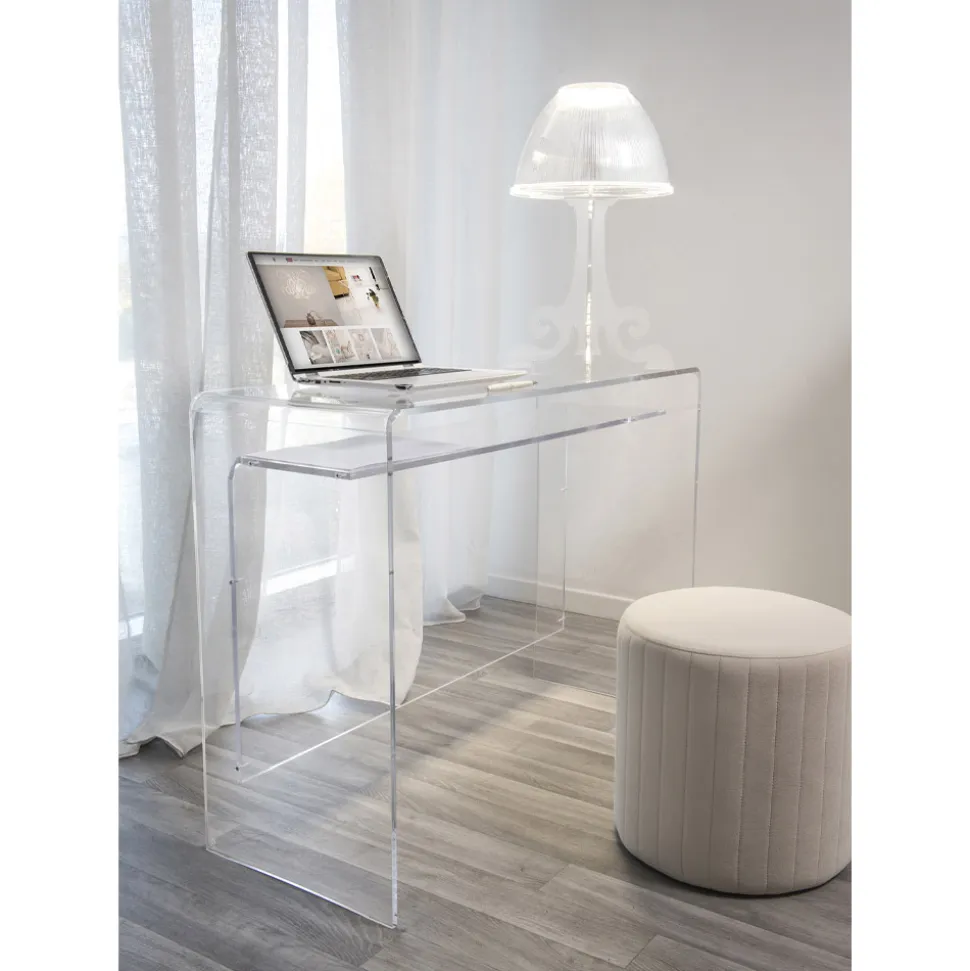 Scrivania moderna in plexiglass trasparente prodotta in Italia, Barga
