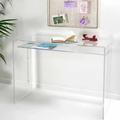 Scrivania moderna in plexiglass trasparente prodotta in Italia, Barga